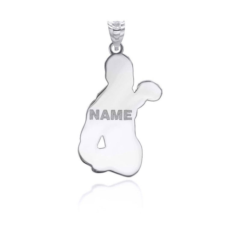 Personalized Boxer Reversible Pendant Necklace With Your NAME in Solid .925 Sterling Silver