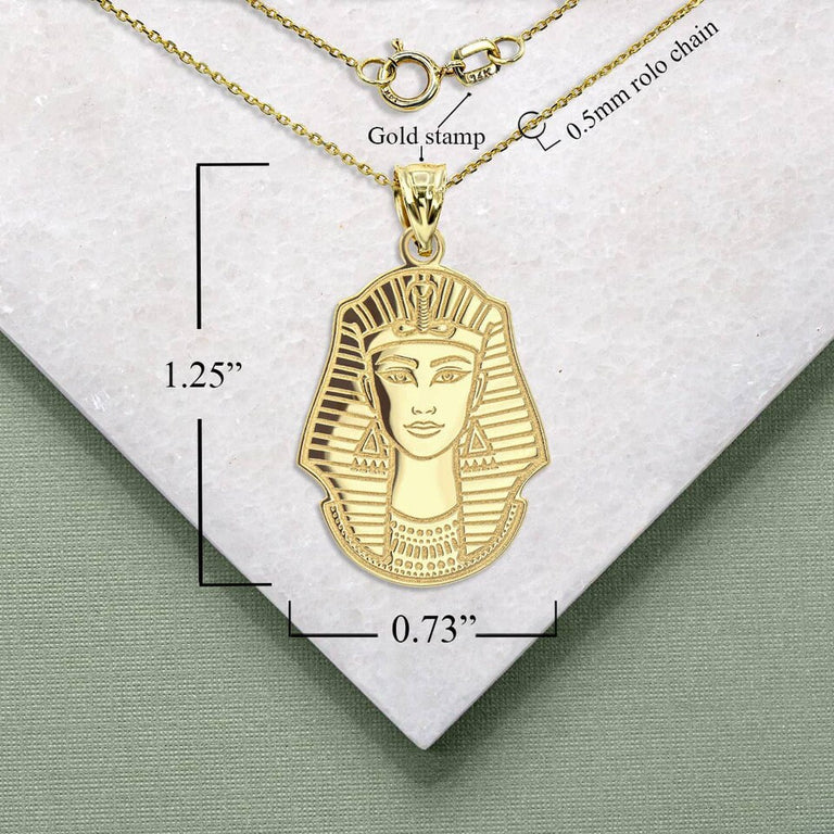 Personalized Cleopatra Ancient Egyptian Queen Reversible Pendant Necklace With Your NAME in Solid Yellow, White and Rose Gold