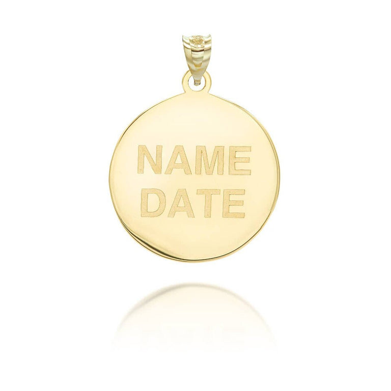 Personalized New Born Baby Feet Reversible Pendant Necklace With Your NAME in Solid Yellow, White and Rose Gold