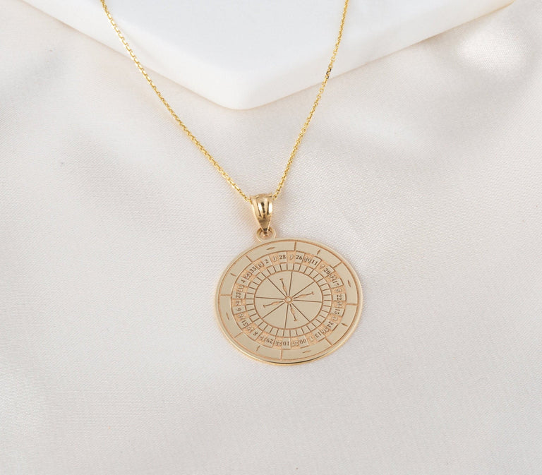 Personalize Engravable Casino Roulette Wheel Pendant Necklace With Your NAME in Solid Yellow, White and Rose Gold