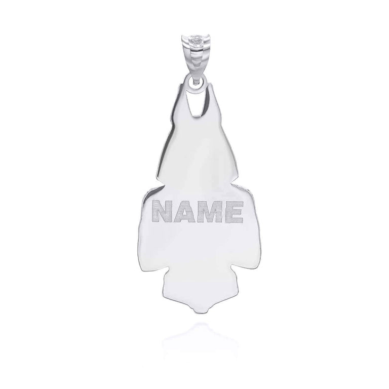 Personalized Anubis Ancient Egyptian God of the Dead Reversible Pendant Necklace With Your NAME in Solid .925 Sterling Silver