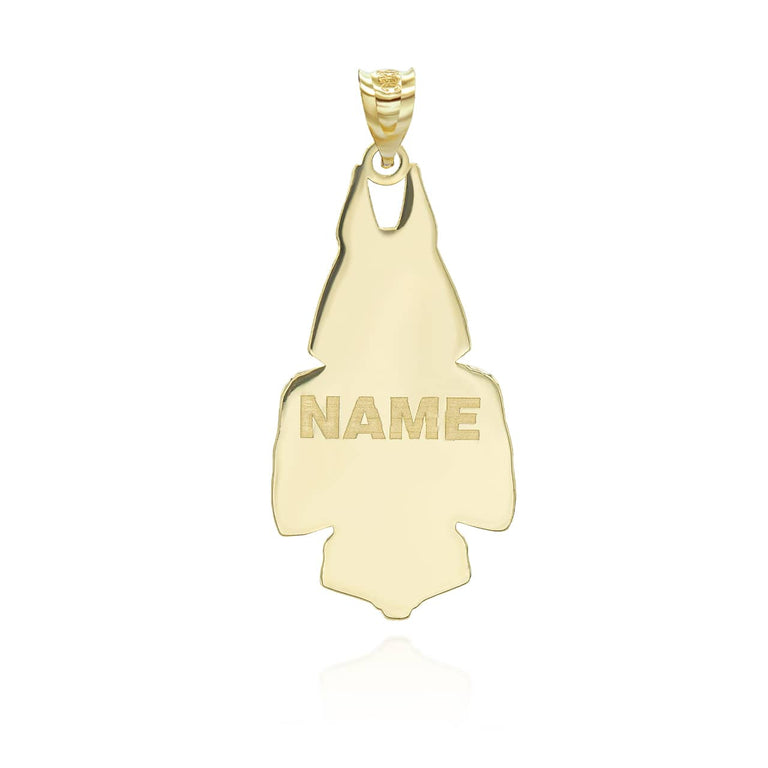 Personalized Anubis Ancient Egyptian God of the Dead Reversible Pendant Necklace With Your NAME in Solid Yellow, White and Rose Gold