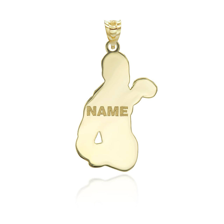 Personalized Boxer Reversible Pendant Necklace With Your NAME in Solid Yellow, White and Rose Gold