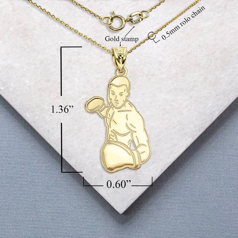 Personalized Boxer Reversible Pendant Necklace With Your NAME in Solid Yellow, White and Rose Gold