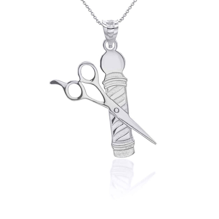 Personalized Engravable Barber Reversible Pendant Necklace Available in Solid .925 Sterling Silver