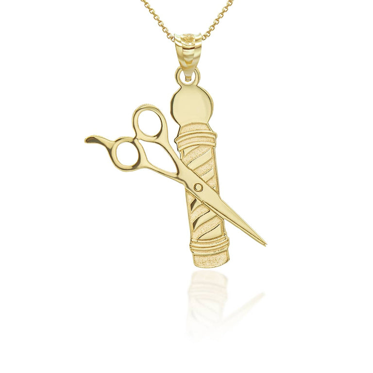 Personalized Engravable Barber Reversible Pendant Necklace Available in Solid Yellow, White and Rose Gold