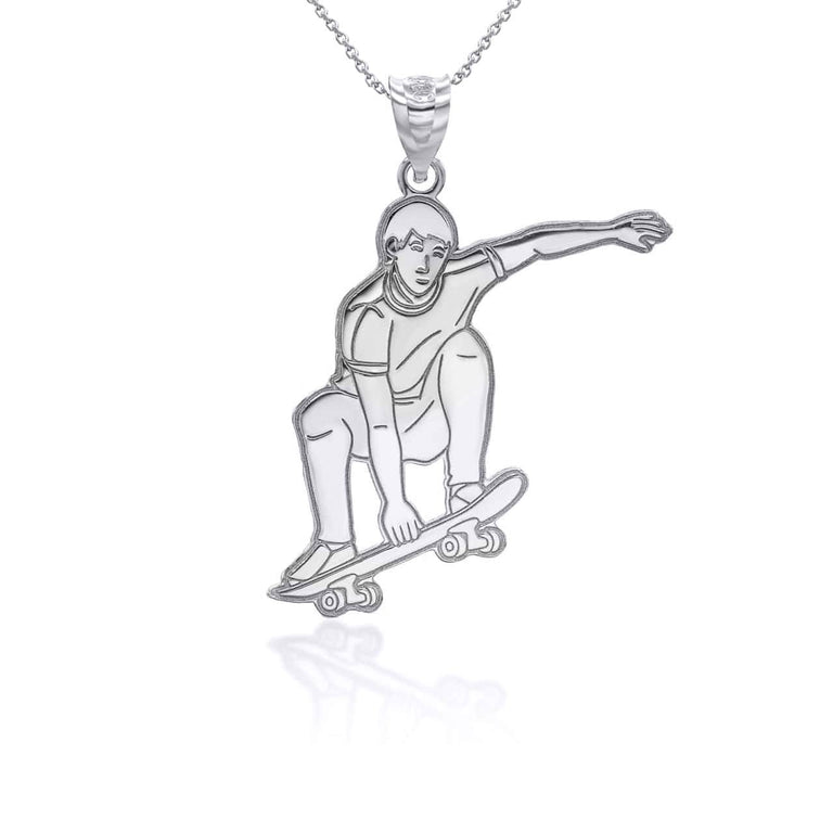 Personalized Skater Reversible Pendant Necklace With Your NAME in Solid .925 Sterling Silver