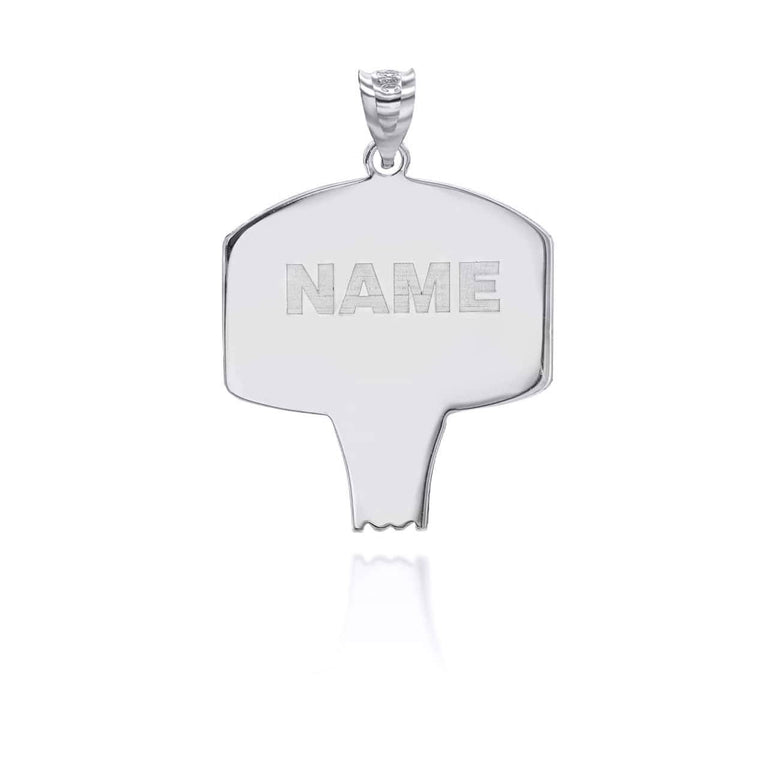 Personalized Engravable Name & Number Basketball Hoop Reversible Pendant Necklace Available in Solid .925 Sterling Silver
