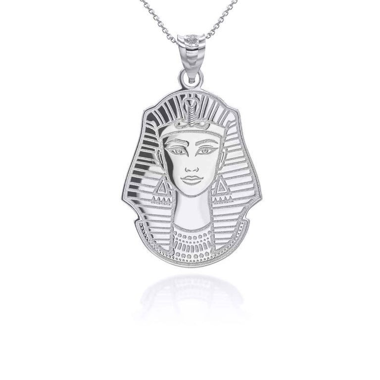 Personalized Cleopatra Ancient Egyptian Queen Reversible Pendant Necklace With Your NAME in Solid .925 Sterling Silver