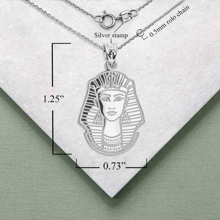 Personalized Cleopatra Ancient Egyptian Queen Reversible Pendant Necklace With Your NAME in Solid .925 Sterling Silver