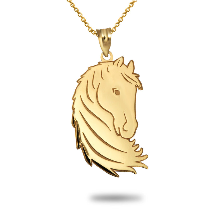 Personalized Unicorn Horse Engravable Pendant Necklace With Your NAME in Solid Yellow, White and Rose Gold