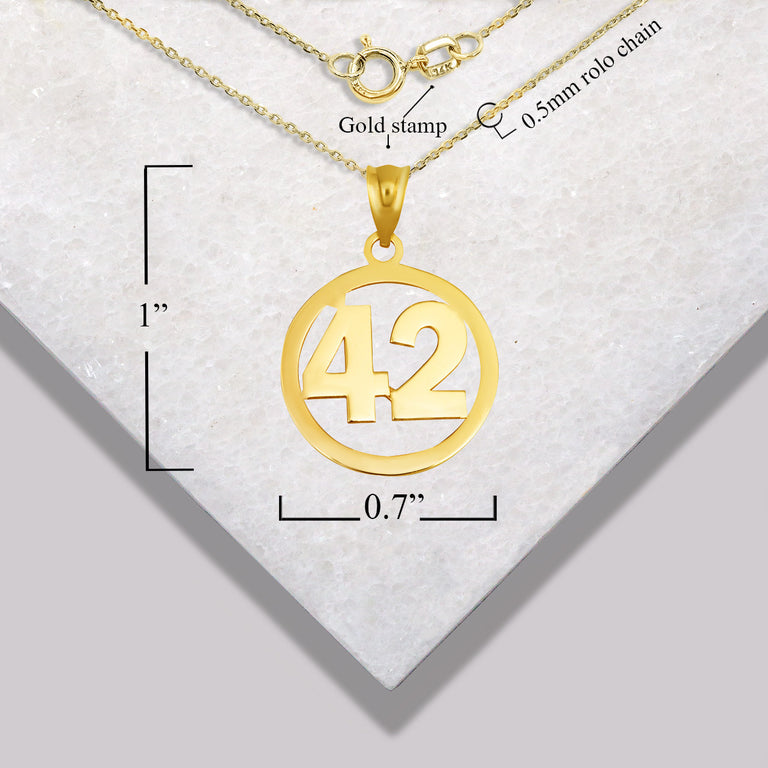 Personalized Jersey Number Sports Circle Pendant Necklace in Solid Yellow, White and Rose Gold