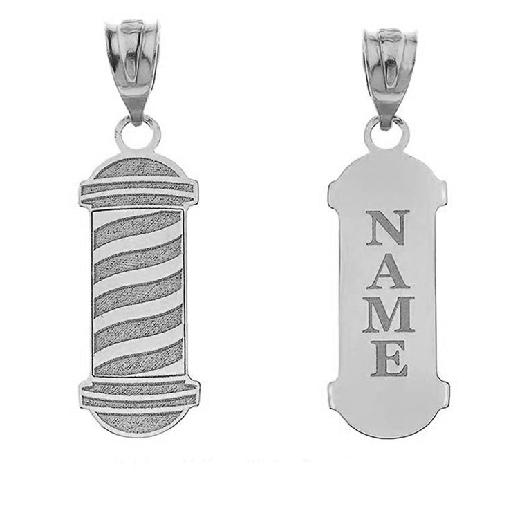 Engravable Personalized Barber's Shop Pole Pendant With Your NAME in Solid .925 Sterling Silver