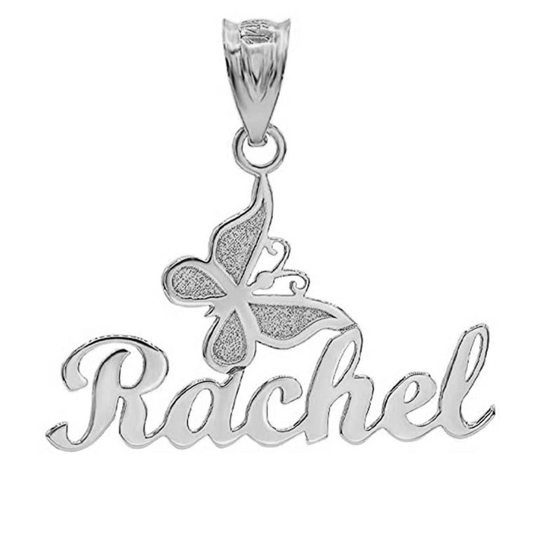 Personalize Butterfly Necklace NAME Pendant For Her, in Solid .925 Sterling Silver High Polished