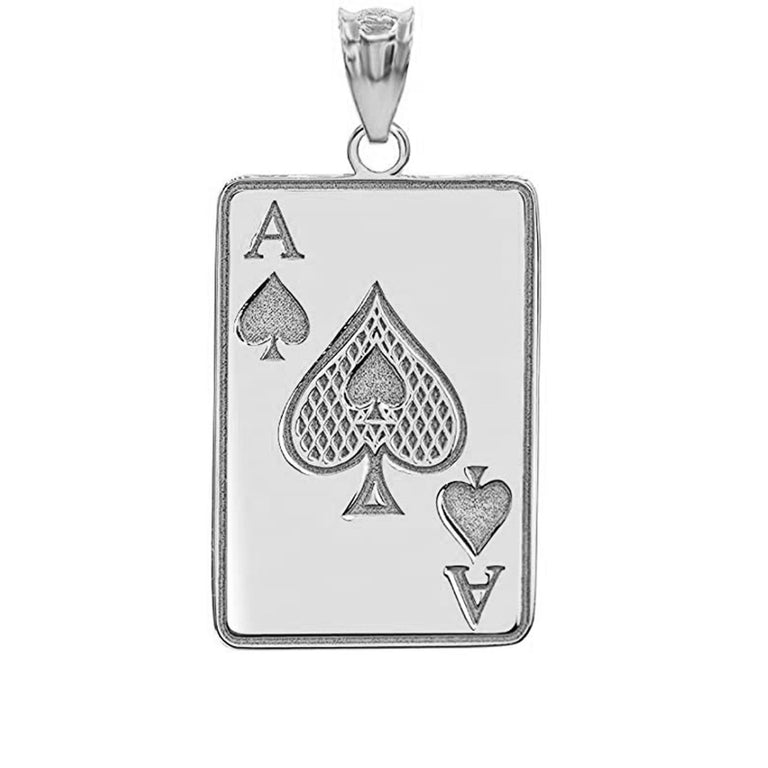 Personalized Engravable NAME Ace Of Spades Playing Card Lucky Charm With Your NAME in Solid .925 Sterling Silver