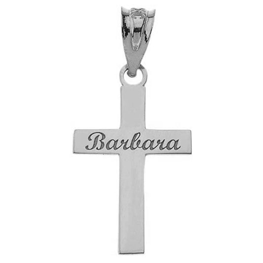 Engravable Personalized Cross Christian Religious Pendant Necklace With Your NAME in Solid .925 Sterling Silver